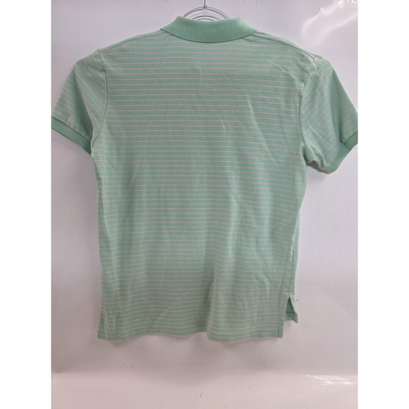 Polo Ralph Lauren Polo Shirt Mens Medium Green Pink Stripe Cotton Pony Logo - Picture 4 of 8